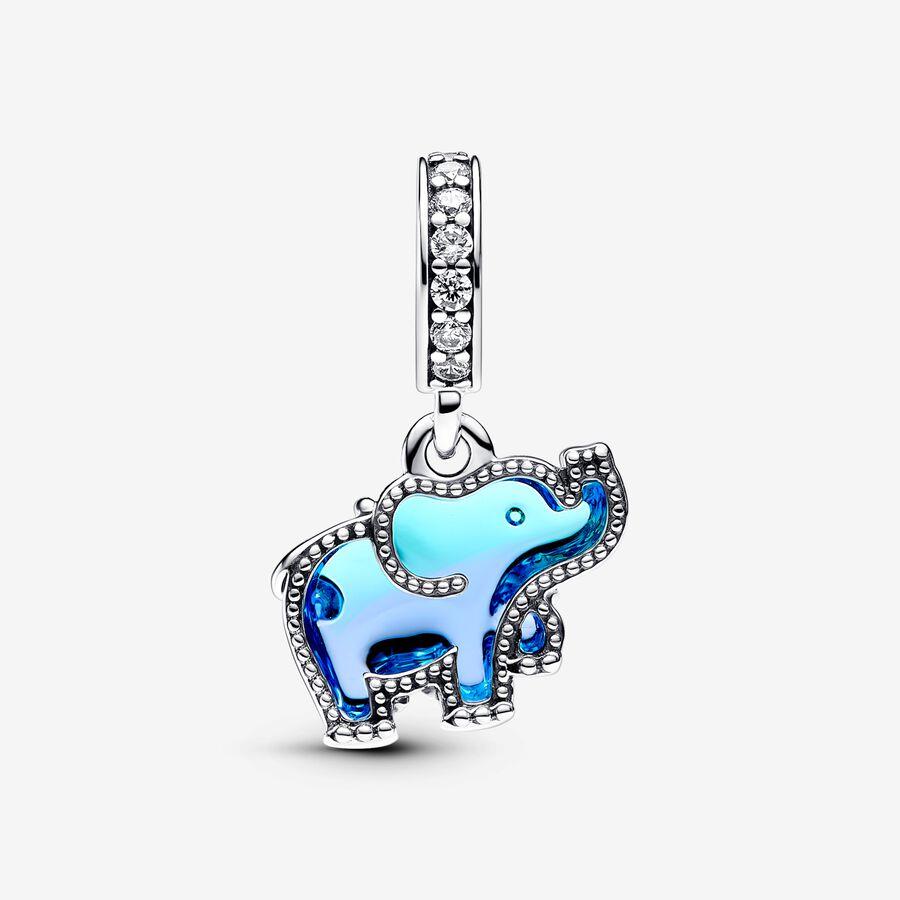 Pandora Blue Murano Glass Elephant Dangle Charm