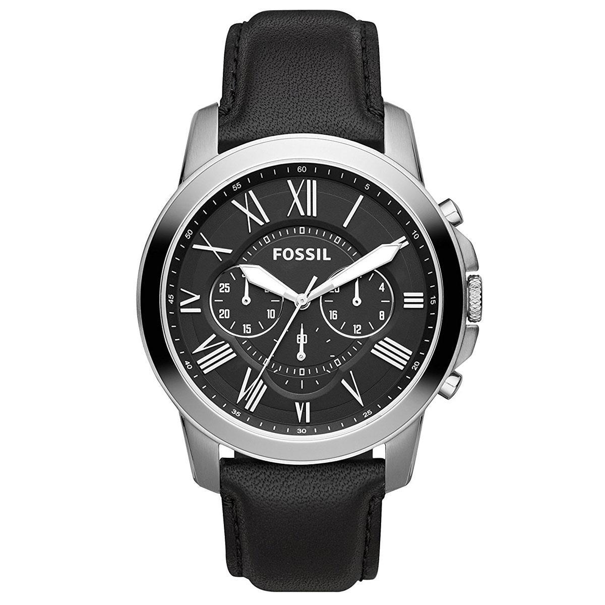 Fossil FS4812 Grant Chronograph Black Leather Men's Watch | Watch